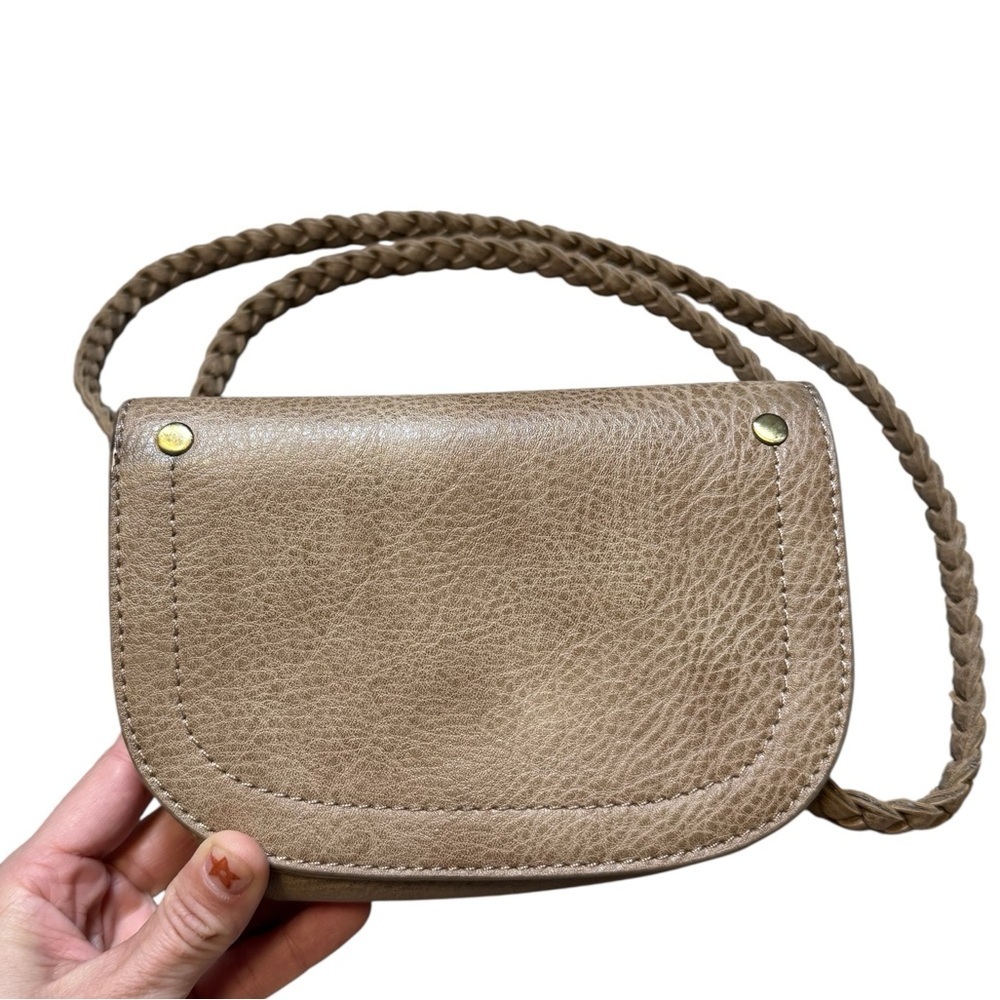 Anthropologie Mini Tan Crossbody Purse Braided Strap Small Shoulder Bag - Picture 13 of 14